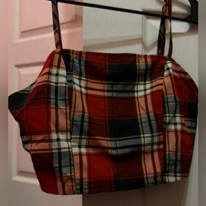 Nasty gal plaid crop top with zip up back